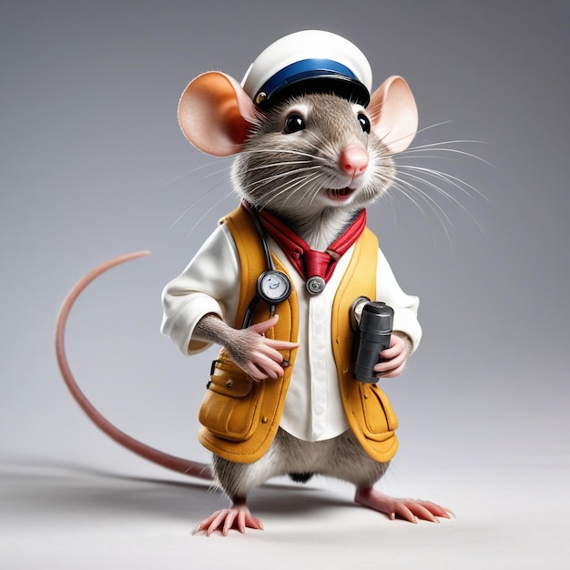 Foto personaje antropomórfico de rata aislado en el fondo
