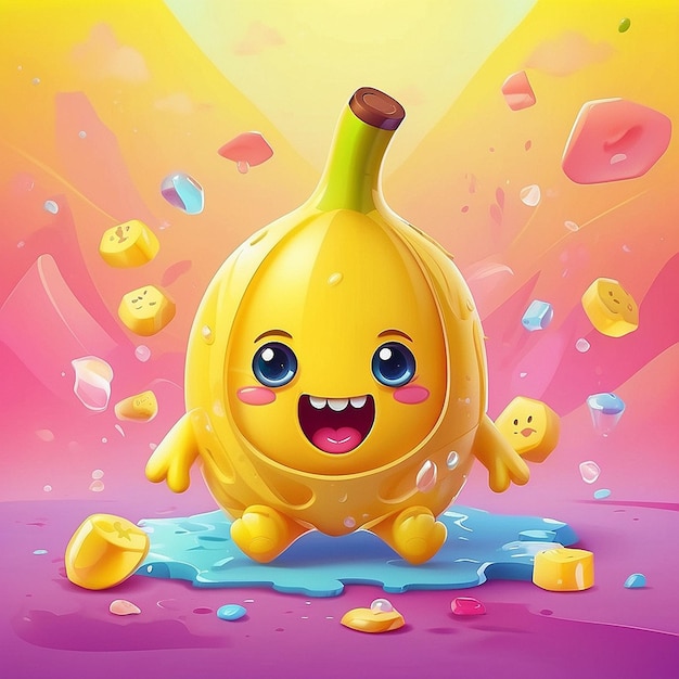 El personaje de la banana kawaii 3D