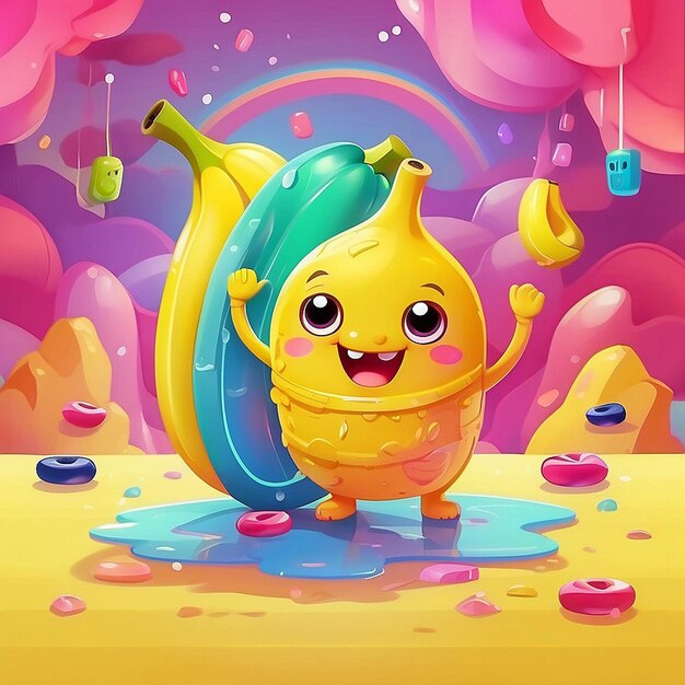 El personaje de la banana kawaii 3D