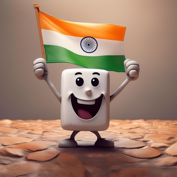 un personaje con una bandera en la cabeza y una cara sonriente