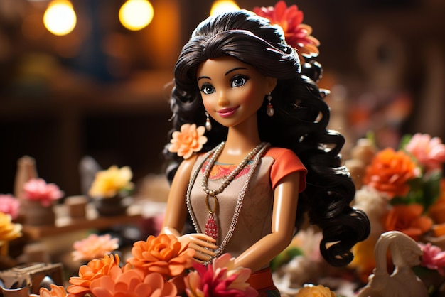 un personaje de Barbie con el tema Barbie Traditional Street Vendor en Corea y la India