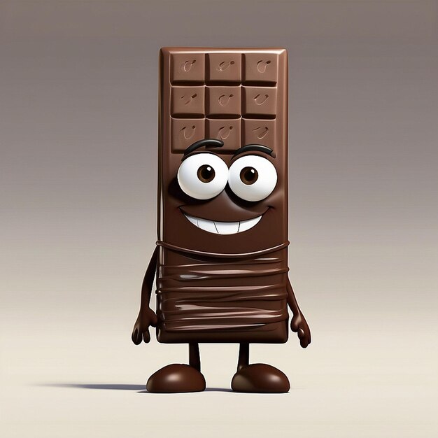 El personaje de la barra de chocolate en 3D