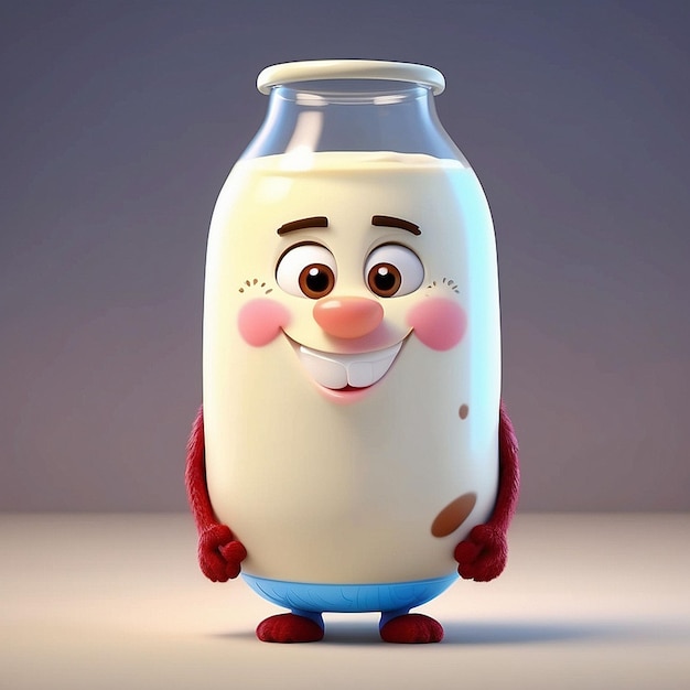 Personaje de bebida de leche en 3D