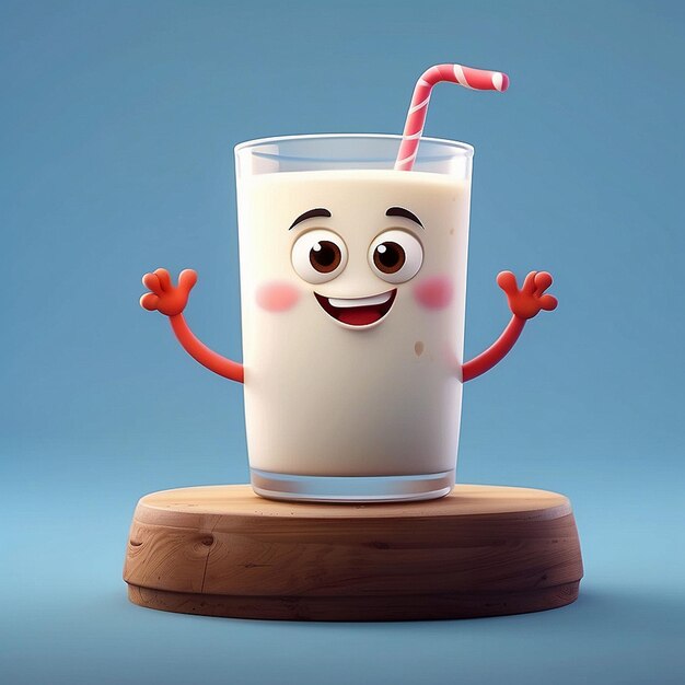 Personaje de bebida de leche en 3D