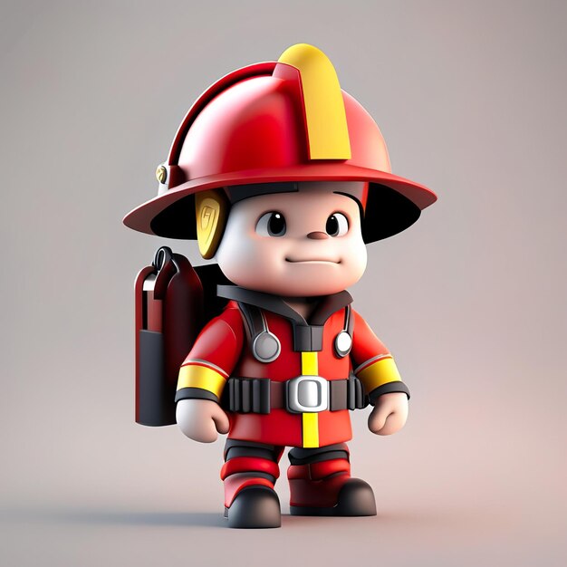 Personaje de bombero con uniforme y casco en 3D IA generativa