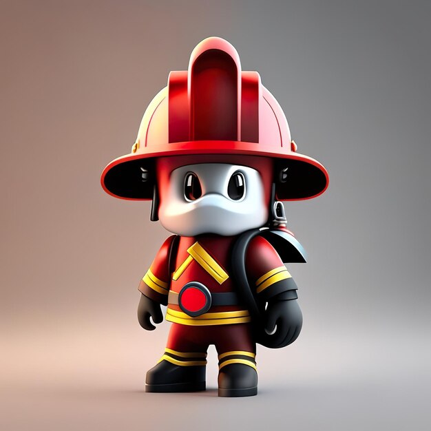 Personaje de bombero con uniforme y casco en 3D IA generativa