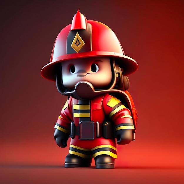 Personaje de bombero con uniforme y casco en 3D IA generativa