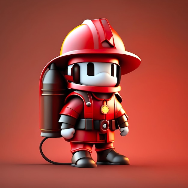 Personaje de bombero con uniforme y casco en 3D IA generativa