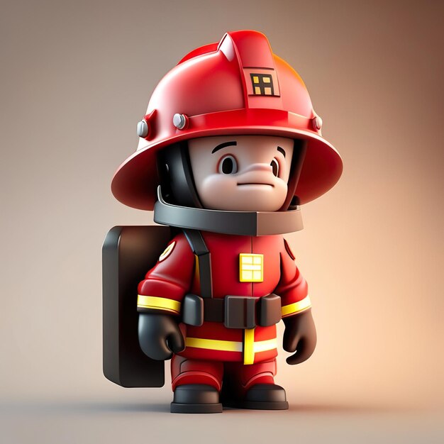 Personaje de bombero con uniforme y casco en 3D IA generativa