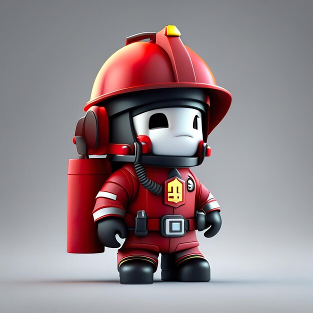 Foto personaje de bombero con uniforme y casco en 3d ia generativa