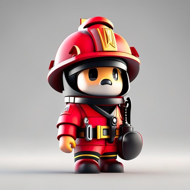 Personaje de bombero con uniforme y casco en 3D IA generativa