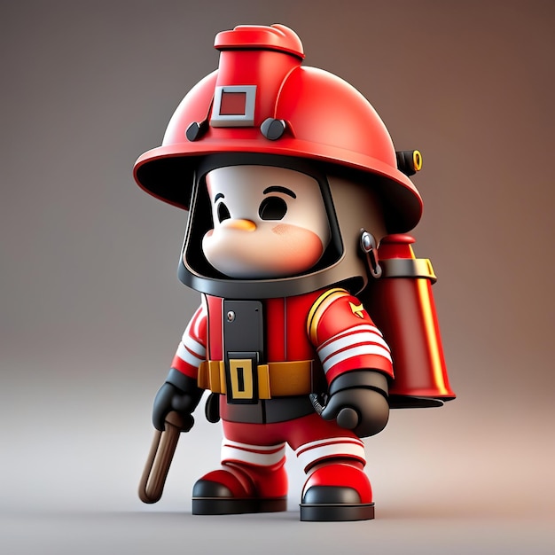 Foto personaje de bombero con uniforme y casco en 3d ia generativa