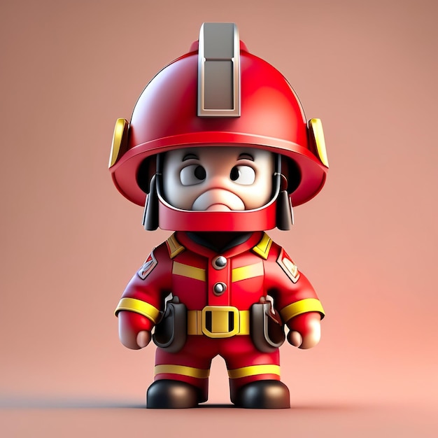 Personaje de bombero con uniforme y casco en 3D IA generativa