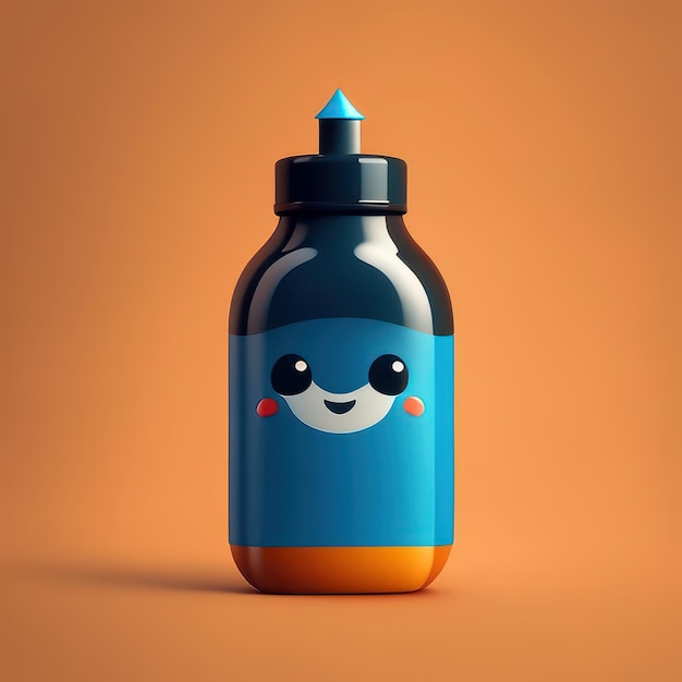 Personaje de botella divertido minimalista IA generativa
