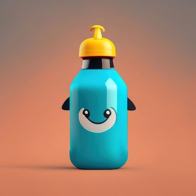 Personaje de botella divertido minimalista IA generativa