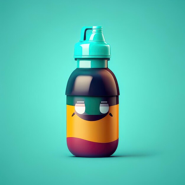 Personaje de botella divertido minimalista IA generativa