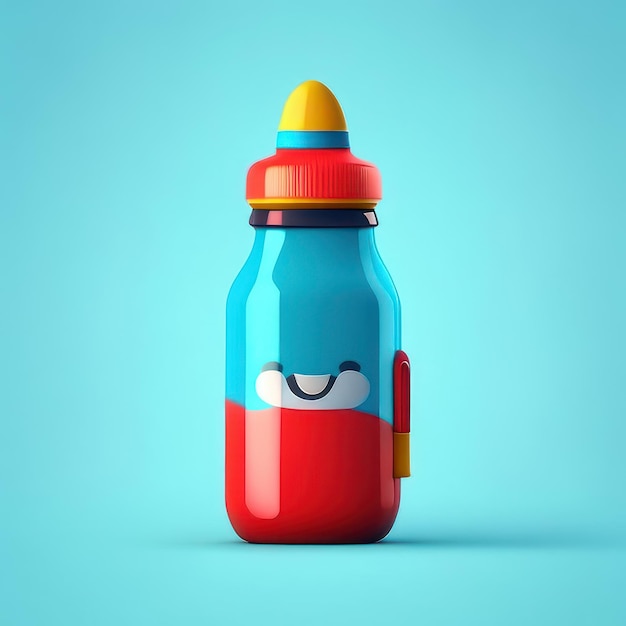 Personaje de botella divertido minimalista IA generativa