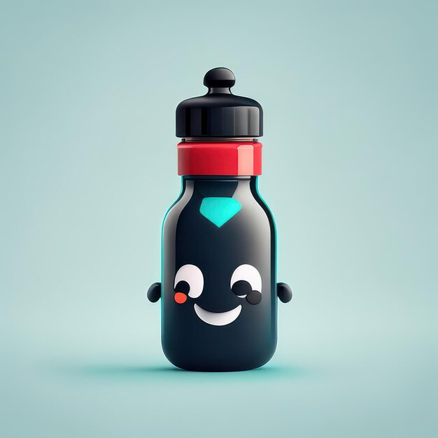 Personaje de botella divertido minimalista IA generativa