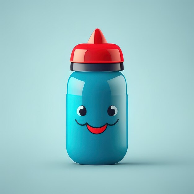 Personaje de botella divertido minimalista IA generativa