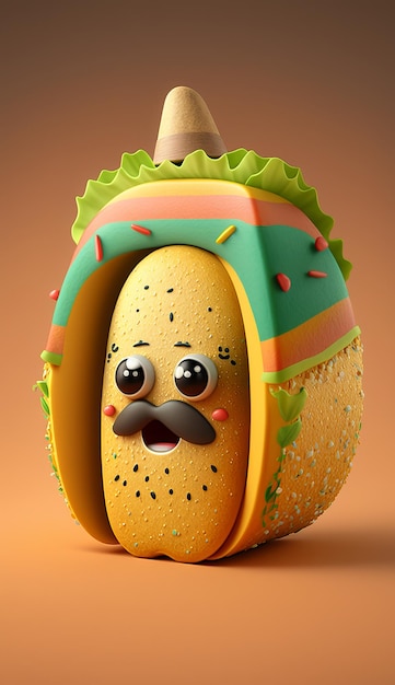 Personaje de burrito de dibujos animados lindo modelo 3d