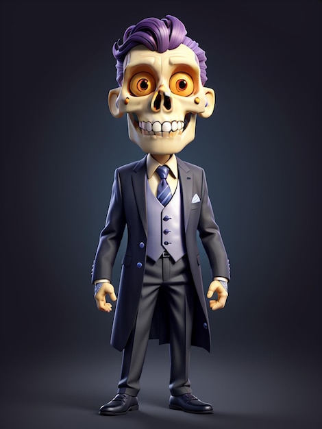 Personaje de la calavera con traje y corbata