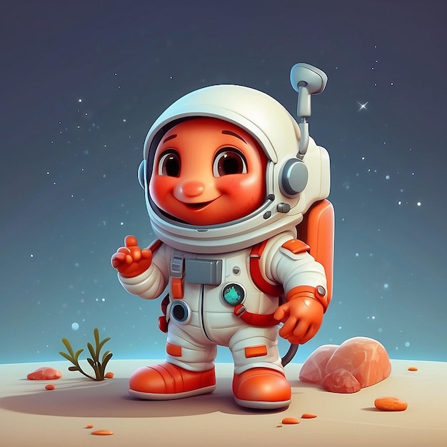 Personaje de camarón astronauta en 3D