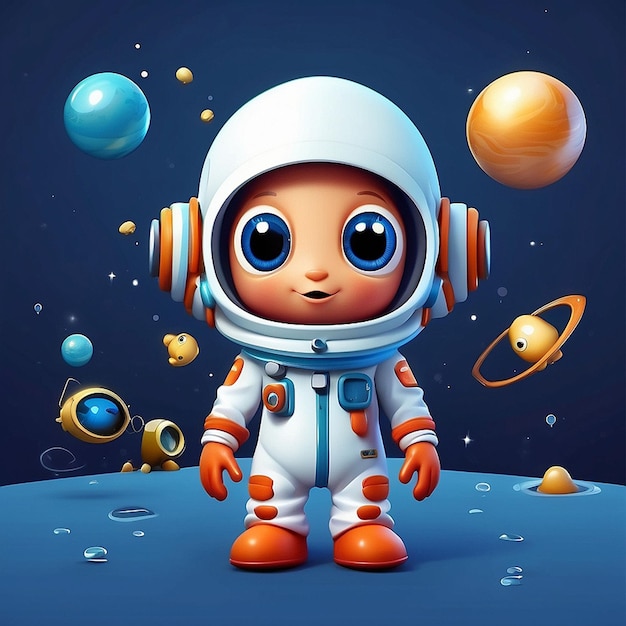 Personaje de camarón astronauta en 3D