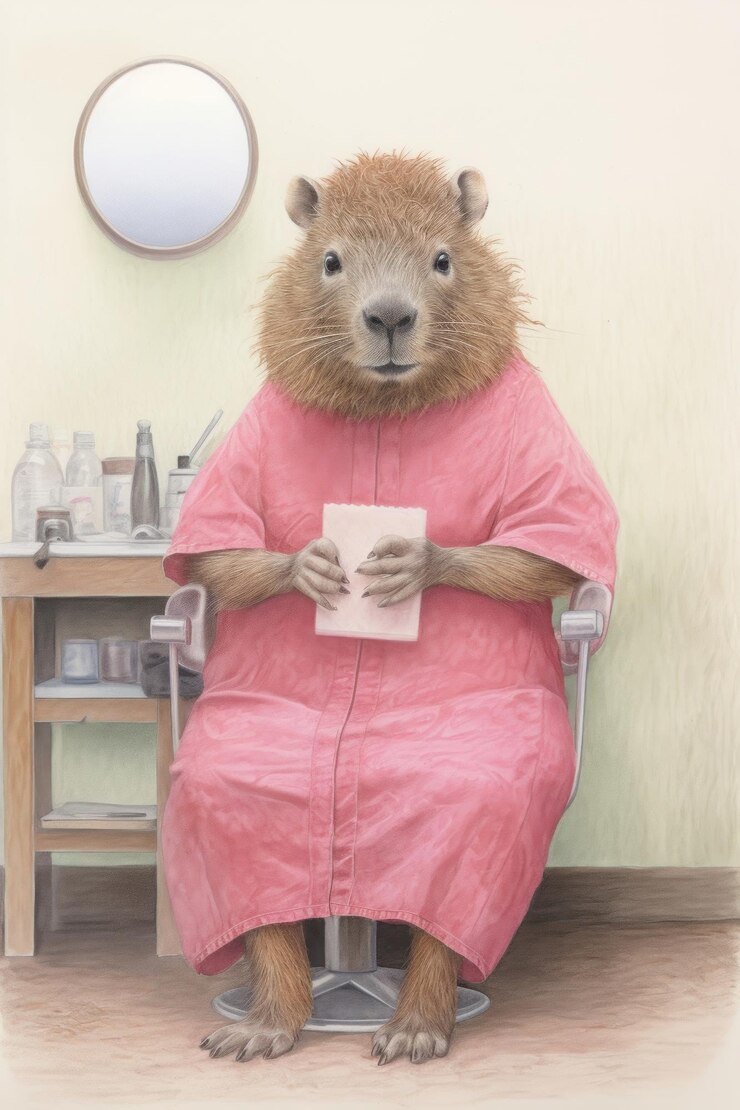 Foto personaje de capybara nuevo salón de belleza vida silvestre animales mamíferos