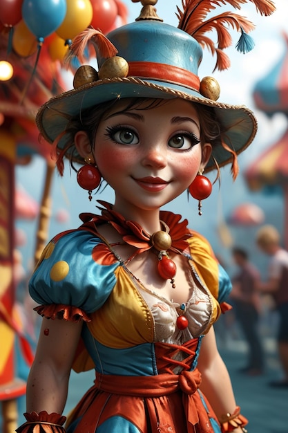 Un personaje de carnaval en 3D con un espíritu alegre