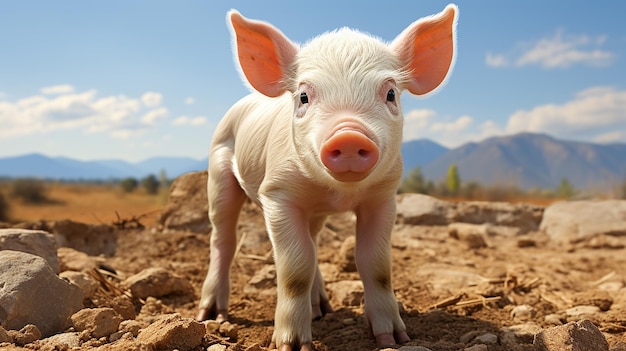 El personaje del cerdo de dibujos animados en 3D