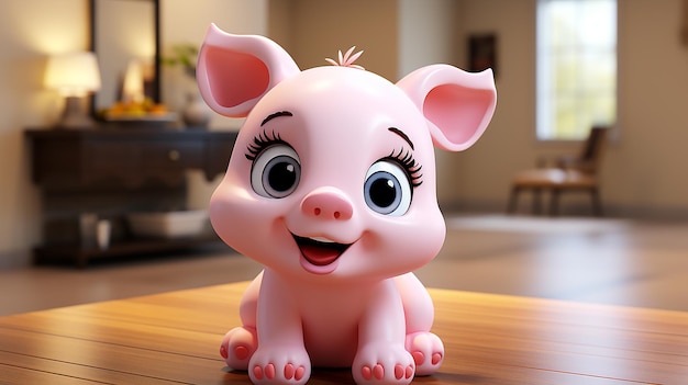 El personaje del cerdo de dibujos animados en 3D