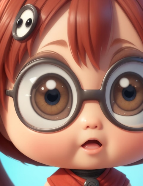 Un personaje chibi con una expresión de sorpresa con los ojos muy abiertos enmarcado en un primer plano