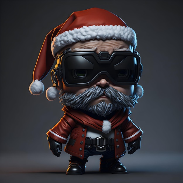 Foto personaje chibi de santa clouse con estilo cybrog