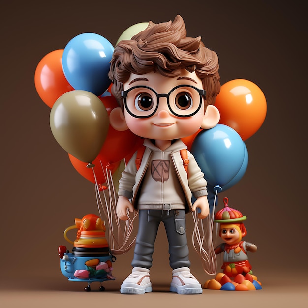 Un personaje de chico lindo en 3D