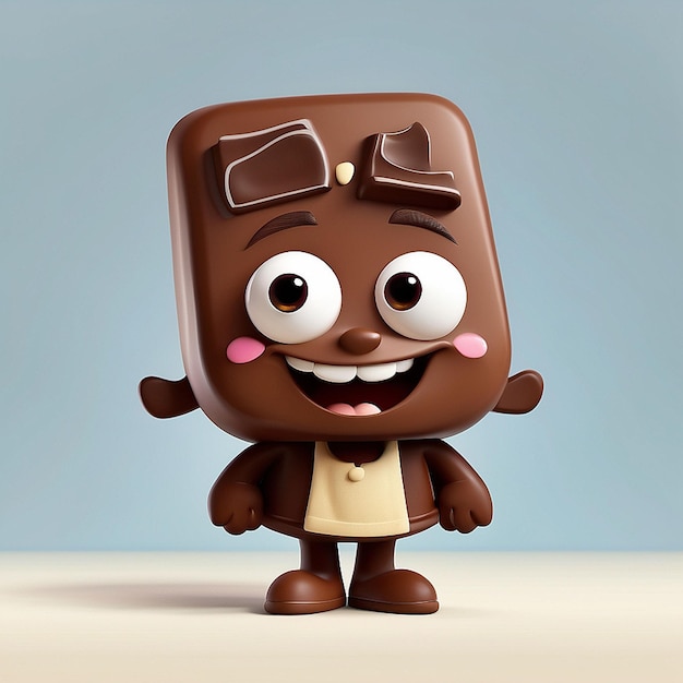 Un personaje de chocolate en 3D.