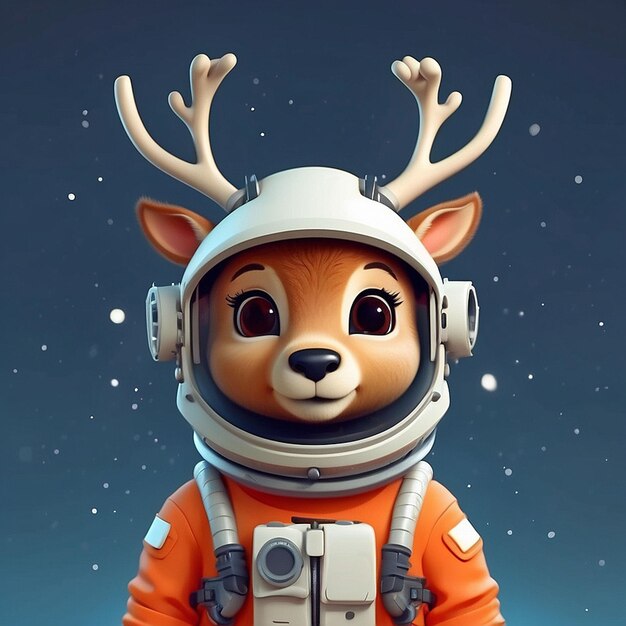 Personaje de ciervo astronauta en 3D