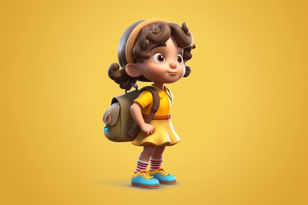 Un personaje para una colegiala con una mochila en la cabeza.