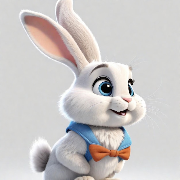Un personaje de conejo en 3D sobre un fondo blanco