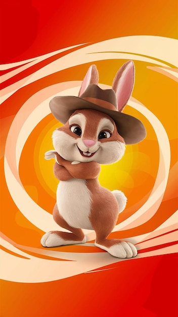 El personaje del conejo de dibujos animados en 3D