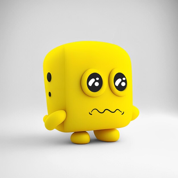 Foto personaje de cubo amarillo lindo triste