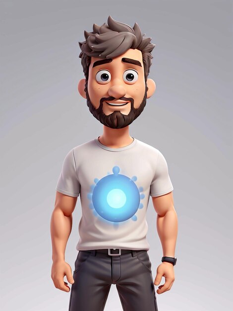 Foto un personaje de dibujos animados en 3d con una camiseta gris