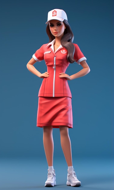 Personaje de dibujos animados 3D de enfermera