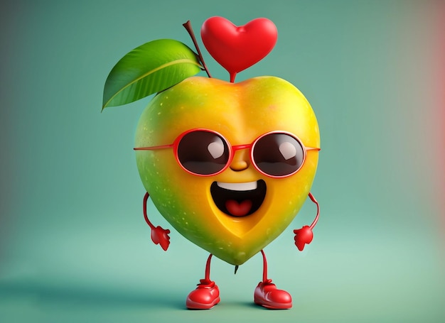 Foto personaje de dibujos animados 3d de frutas