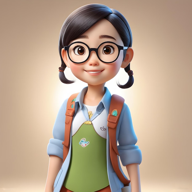 Personaje de dibujos animados en 3D generado por IA de una linda chica