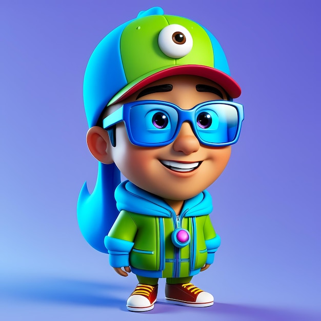 Personaje de dibujos animados en 3D Ilustración de dibuyos animados felices en 3D Cartoon de personajes divertidos para niños