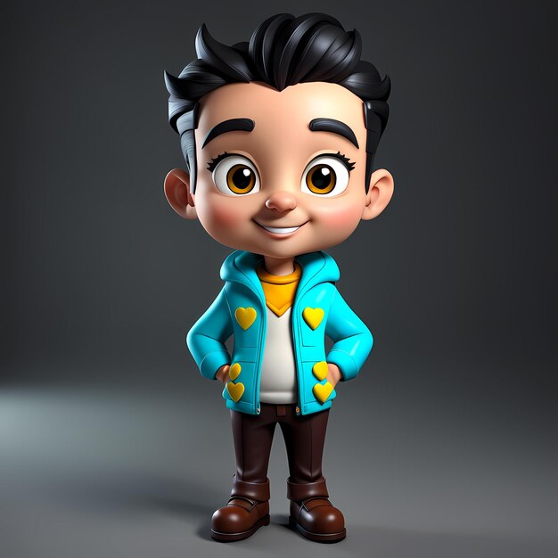 Personaje de dibujos animados en 3D Ilustración de dibuyos animados felices en 3D Cartoon de personajes divertidos para niños