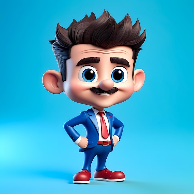 Personaje de dibujos animados en 3D Ilustración de dibuyos animados felices en 3D Cartoon de personajes divertidos para niños