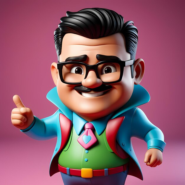 Personaje de dibujos animados en 3D Ilustración de dibuyos animados felices en 3D Cartoon de personajes divertidos para niños