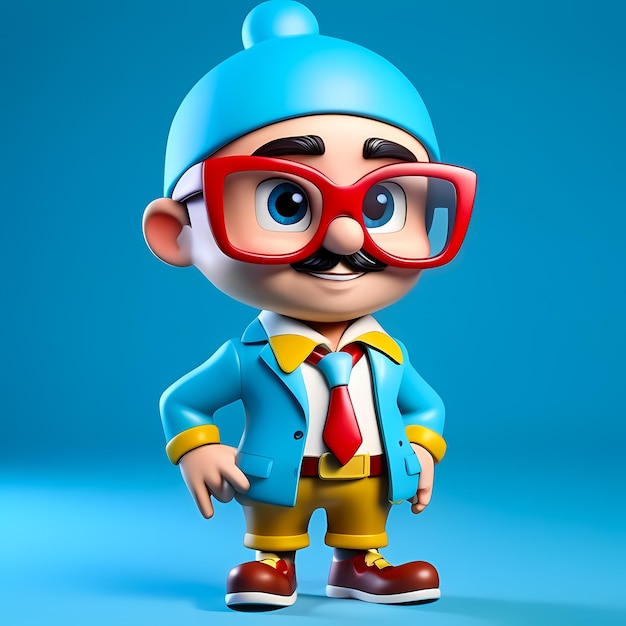 Personaje de dibujos animados en 3D Ilustración de dibuyos animados felices en 3D Cartoon de personajes divertidos para niños