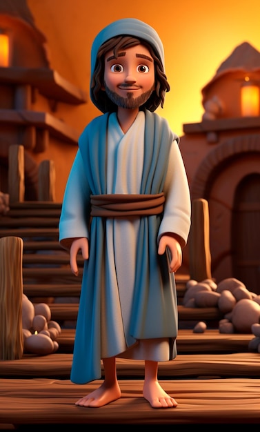 Foto personaje de dibujos animados en 3d de jesucristo